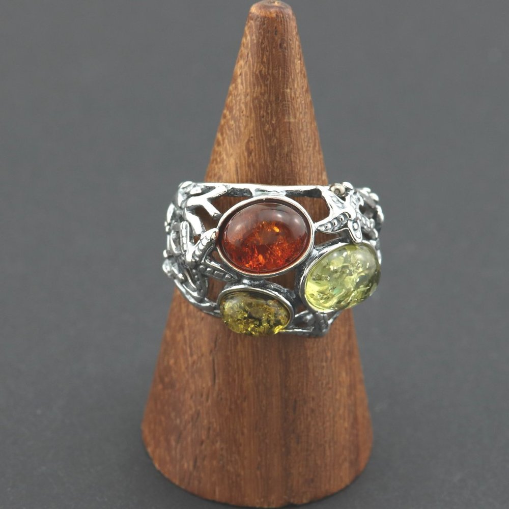 Sterling silver ring with natural Baltic amber, gemstone ring, genuine amber - Picture 12 of 16